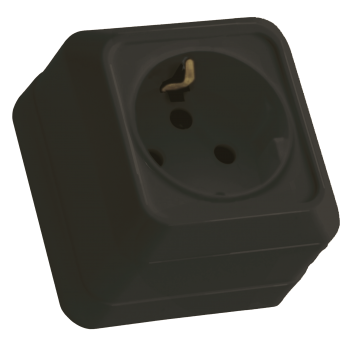 Розетка з/з, 16А, "Julia", кераміка, чорна