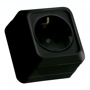 Розетка з/з, 16А, "Julia", кераміка, чорна