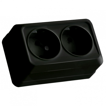 Розетка 2 гнізда, б/з, 16А, "Julia", чорна
