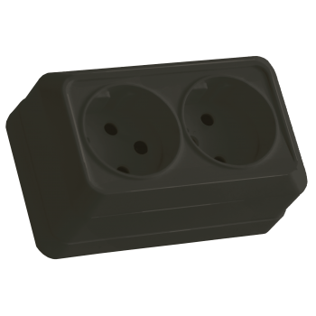 Розетка 2 гнізда, б/з, 16А, "Julia", чорна