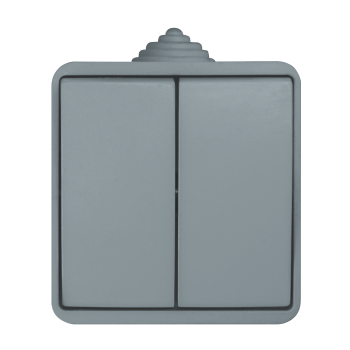 Вимикач 2 кл, 10А, MARSO "Aqua", IP 44, сірий