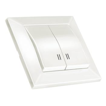 Вимикач 2 кл, 10А, з світловим індикатором, CANDELA, Mutlusan, білий, (2125 026 0101)