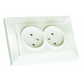 Розетка подвійна, б/з, в 1 коробку, 16А, CANDELA, Mutlusan, білий, (2125 203 0201)