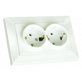 Розетка подвійна, з/з, в 1 коробку, 16А, CANDELA, Mutlusan, білий, (2125 202 0201)
