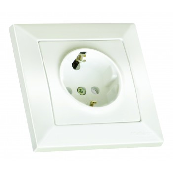 Розетка з/з, зі шторками, 16А, CANDELA, Mutlusan, білий (2125 105 0201)