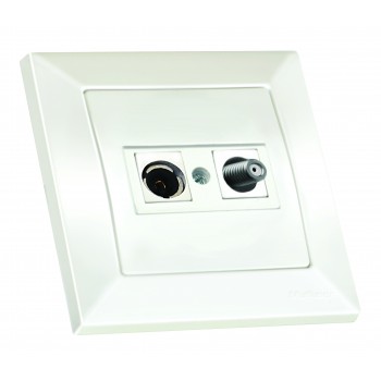 Розетка телевізійна, TV+SAT, CANDELA, Mutlusan, білий (2125 156 0201)