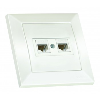 Розетка 2гн комп'ютерна, CANDELA, Mutlusan, білий, (2125 138 0101)