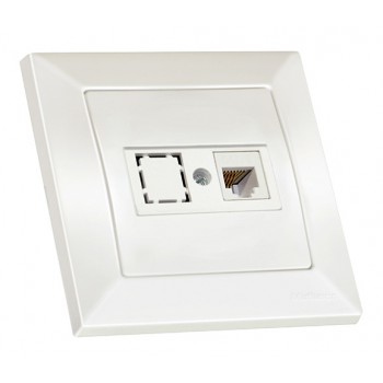 Розетка 1гн телефонна, CANDELA, Mutlusan, білий, (2125 125 0101)