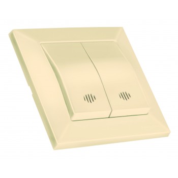 Вимикач 2 кл, 10А, з світловим індикатором, CANDELA, Mutlusan, крем, (2125 026 0102)