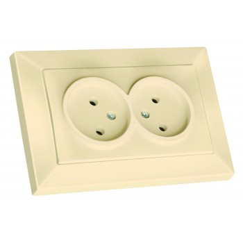 Розетка подвійна, б/з, в 1 коробку, 16А, CANDELA, Mutlusan, крем, (2125 203 0202)
