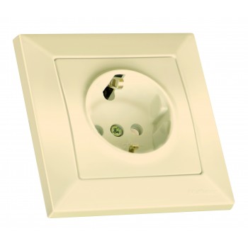 Розетка з/з, зі шторками, 16А, CANDELA, Mutlusan, крем (2125 105 0202)