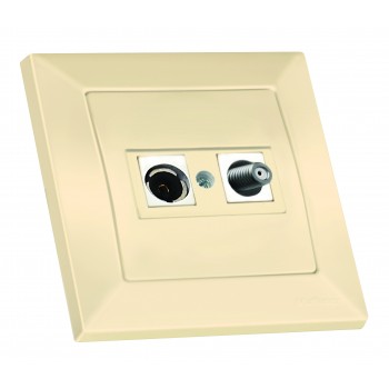 Розетка телевізійна, TV+SAT, CANDELA, Mutlusan, крем (2125 156 0202)