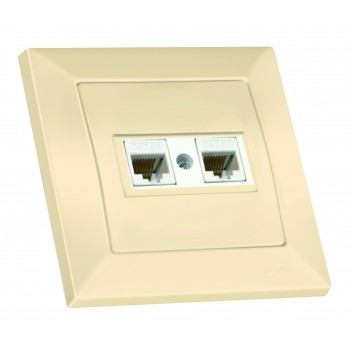 Розетка комп. + телеф., CANDELA, Mutlusan, крем (2125 139 0102)