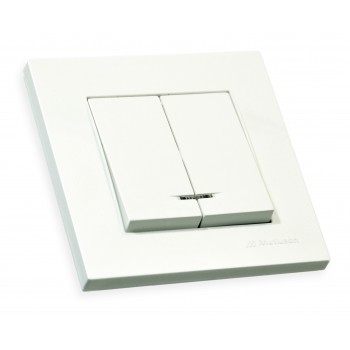 Вимикач 2 кл, 10А, з світловим індикатором, RITA, Mutlusan, білий, (2220 426 0201)