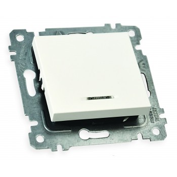 Механізм вимикача 1 кл, 10А, з світловим індикатором, RITA, Mutlusan, білий, (2200 415 0201)