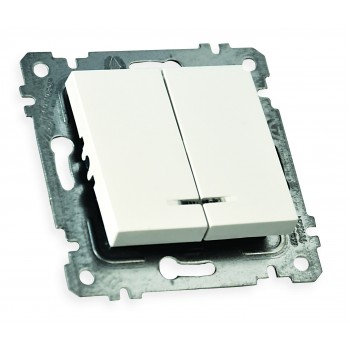 Механізм вимикача 2 кл, 10А, з світловим індикатором, RITA, Mutlusan, білий, (2200 426 0201)