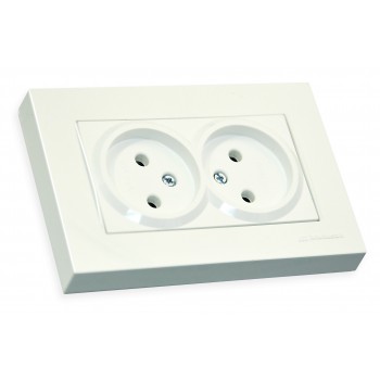 Розетка подвійна, б/з, в 1 коробку, 16А, RITA, Mutlusan, білий, (2220 203 0201)