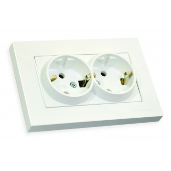 Розетка подвійна, з/з, в 1 коробку, 16А, RITA, Mutlusan, білий, (2220 202 0201)
