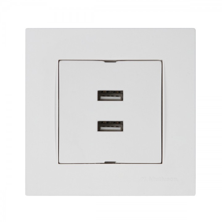Механізм розетки 2гн USB горизонтальної, RITA, Mutlusan, "білий", (2200 449 0101)