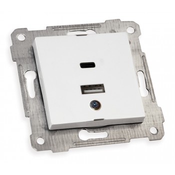 Механізм розетки USB+TYPE-C горизонтальної, RITA, Mutlusan, "білий", (2200 469 0101)