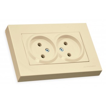 Розетка подвійна, б/з, в 1 коробку, 16А, RITA, Mutlusan, крем, (2220 203 0202)