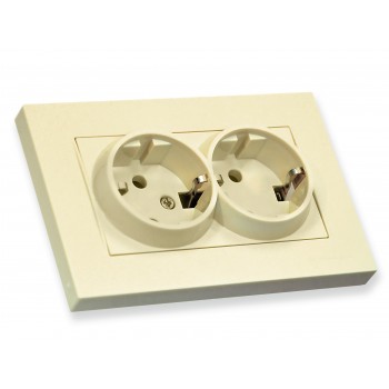 Розетка подвійна, з/з, в 1 коробку, 16А, RITA, Mutlusan, крем, (2220 202 0202)