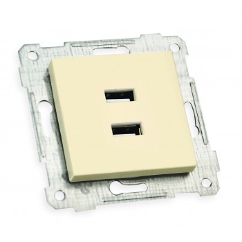 Механізм розетки 2гн USB горизонтальної, RITA, Mutlusan, крем, (2200 449 0102)