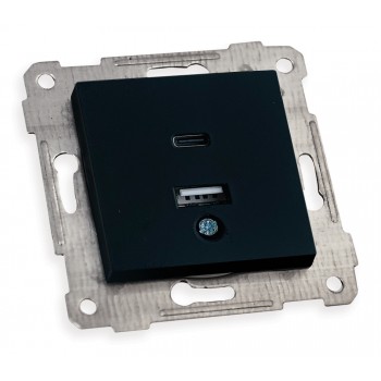 Механізм розетки USB+TYPE-C горизонтальної, RITA, Mutlusan, чорний, (2200 469 0184)