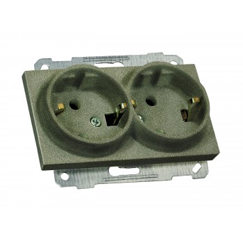 Механізм розетки подвійної, з/з, в 1 коробку, 16А, RITA, Mutlusan, "графіт", (2200 202 0295)