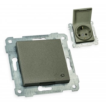 Механізм розетки з/з, 16А, бризкозахищеної, з кришкою, RITA, Mutlusan, "графіт", (2200 610 0295)