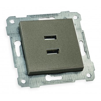 Механізм розетки 2гн USB горизонтальної, RITA, Mutlusan, "графіт", (2200 449 0195)