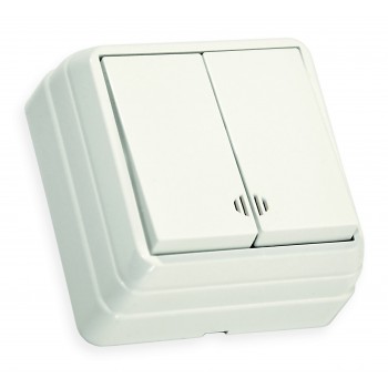 Вимикач 2 кл, 10А, з світловим індикатором, BRON, Mutlusan, білий, (2160 326 0201)