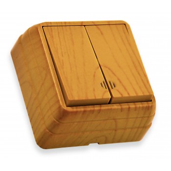 Вимикач 2 кл, 10А, з світловим індикатором, BRON, Mutlusan, "дуб", (2160 326 0258)