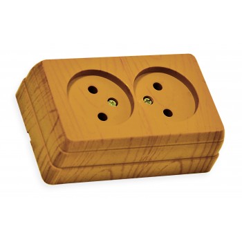 Розетка подвійна, б/з, 16А, BRON, Mutlusan, дуб, (2160 203 0258)