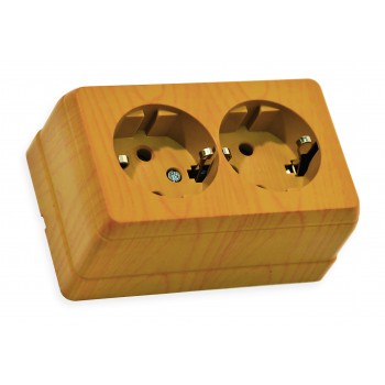 Розетка подвійна, з/з, 16А, BRON, Mutlusan, дуб, (2160 202 0258)
