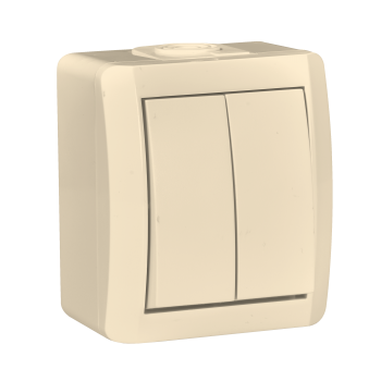 Вимикач накладний 2 кл, 10А, NORA, Mutlusan, білий, IP54 (2155 002 0201)