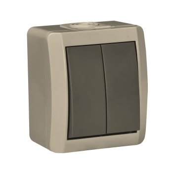 Вимикач накладний 2 кл, 10А, NORA, Mutlusan, сірий, IP54 (2155 002 0203)