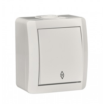 Вимикач накладний 1 кл, прохідний, 10А, NORA, Mutlusan, білий, IP54 (2155 003 0201)