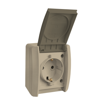 Розетка накладна з/з, 16А, NORA, Mutlusan, сірий, IP54 (2155 180 0203)