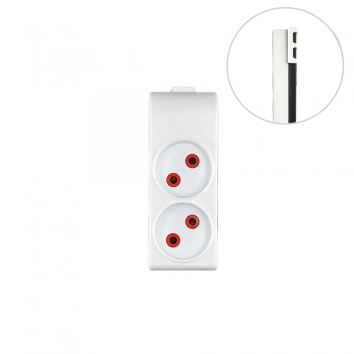 Колодка 2 гнізда, б/з, 16А, біла, AY-KA (22 210 00)