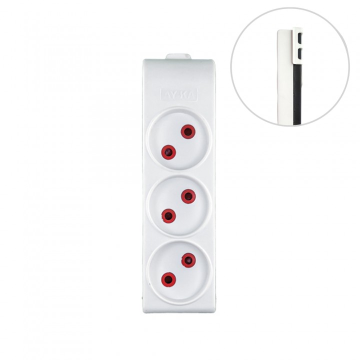 Колодка 3 гнізда, б/з, 16А, біла, AY-KA ( 22 310 00)