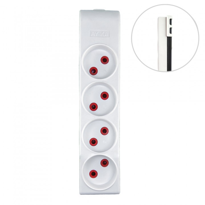 Колодка 4 гнізда, б/з, 16А, біла, AY-KA (22 410 00)