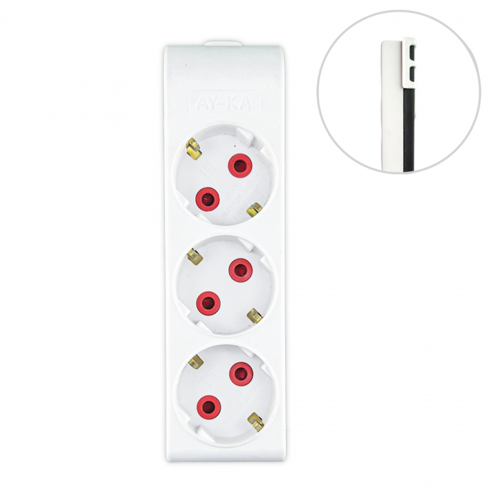 Колодка 3 гнізда, з/з, 16А, біла, AY-KA (22 0300 000)