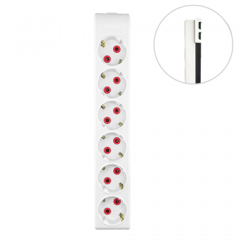 Колодка 6 гнізд, з/з, 16А, біла, AY-KA (22 0600 000)