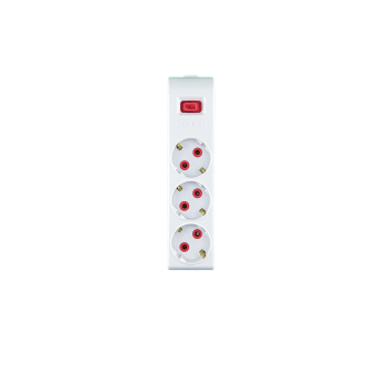 Колодка 3 гнізда, з/з, 16А, з вимикачем, біла, AY-KA (22 0301 000)