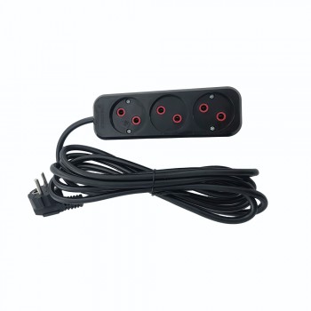 Подовжувач б/з, 3 гнізда, 3м, ПВС 2х1, 10А, чорний, MARSO