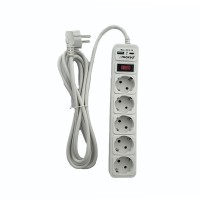 Мережевий фільтр-подовжувач з/з, 5 гнізд, USB, Type-C, 5м, ПВС 3х1, з вимикачем, MARSO