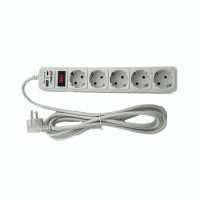 Мережевий фільтр-подовжувач з/з, 5 гнізд, USB, Type-C, 5м, ПВС 3х1, з вимикачем, MARSO