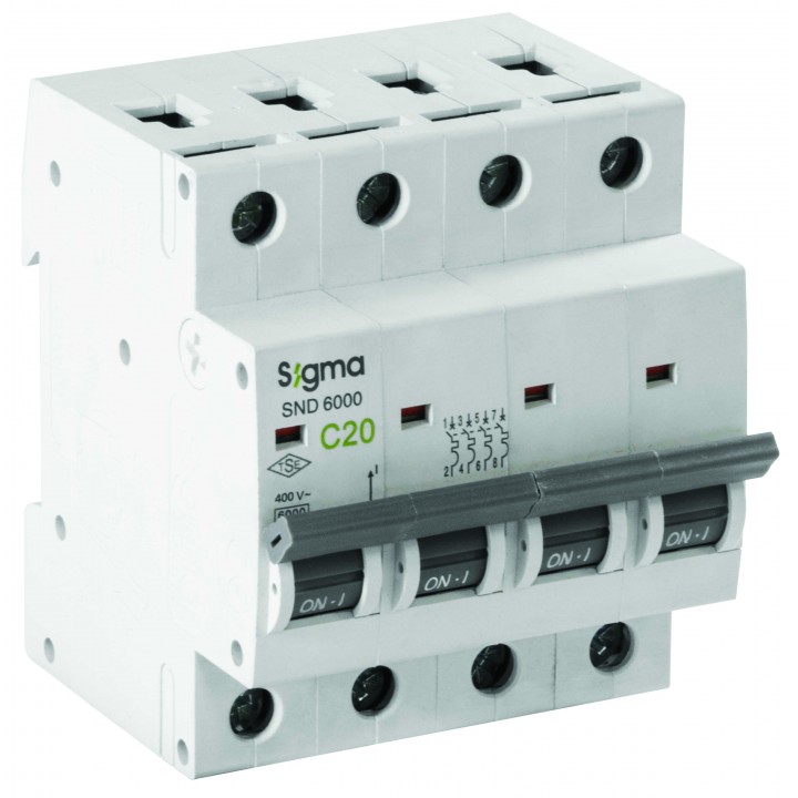 Авт. вимикач SIGMA 6кА, 4Р, 20А "С" (6SM420C)