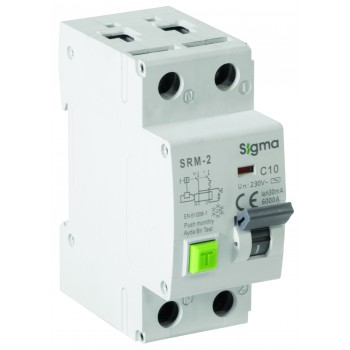 Диф. авт. вимикач SIGMA 6кА, 2Р, 30мА, 16А "АС" (SRM2016030).